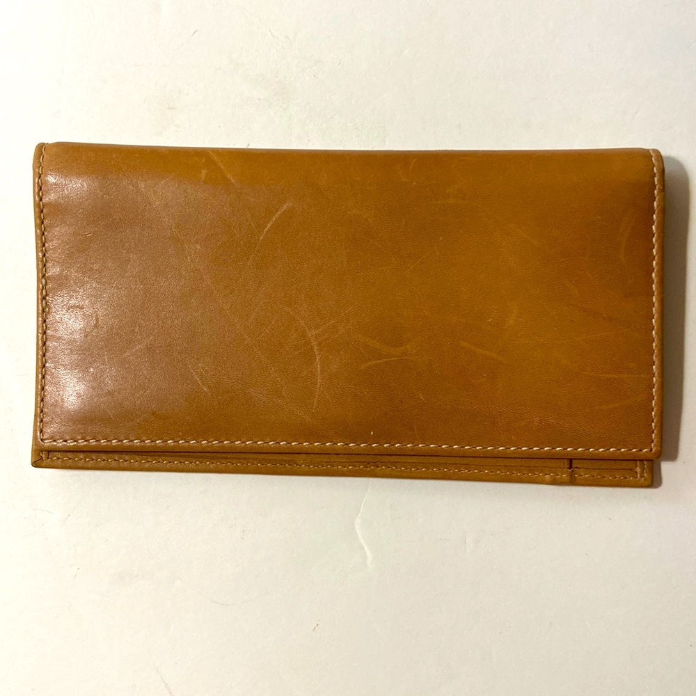 Coach Tan Leather Folded Check book Holder